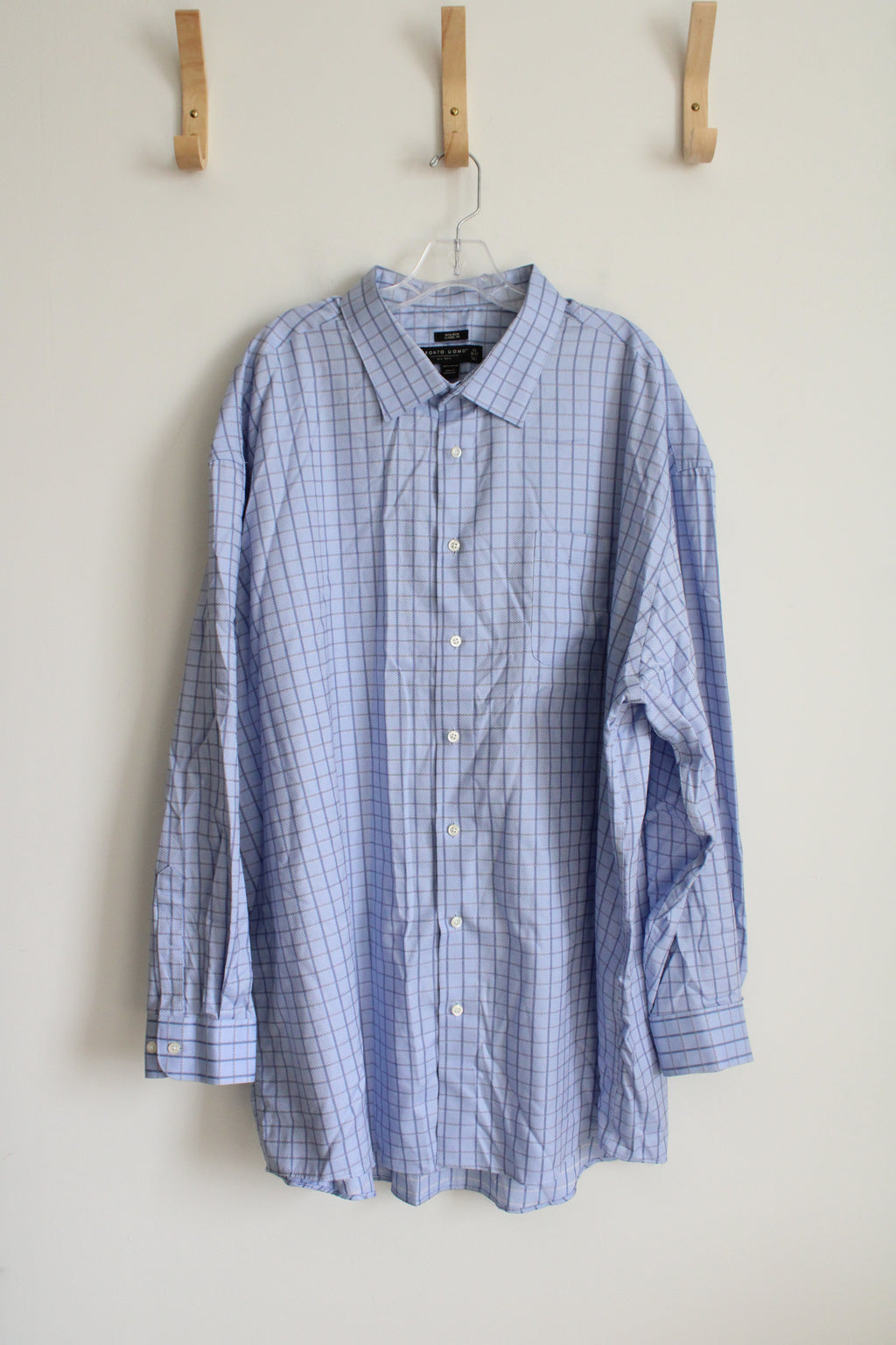 Pronto Uomo Classic Fit Blue Plaid Button Down Shirt | 20 Tall