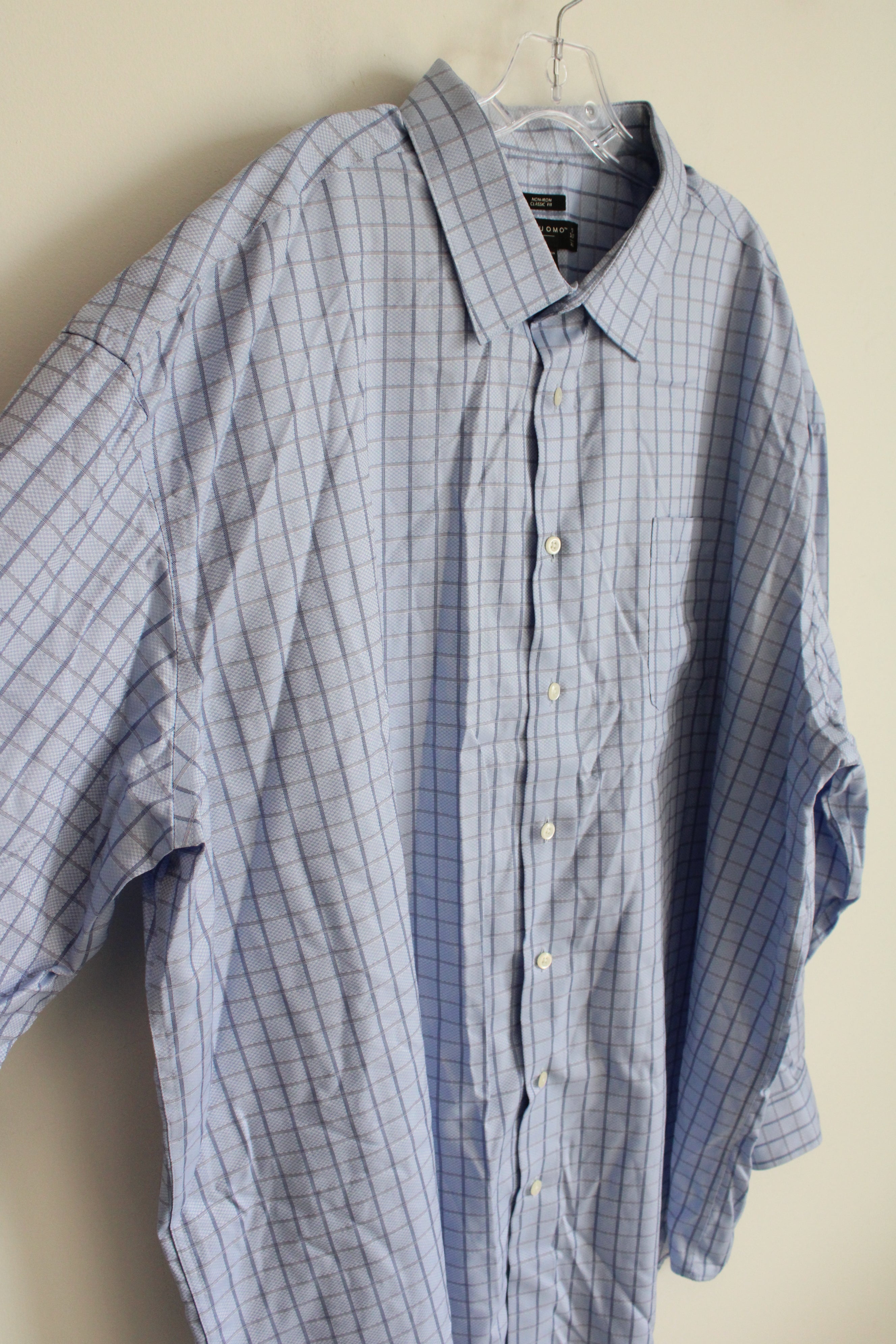 Pronto Uomo Classic Fit Blue Plaid Button Down Shirt | 20 Tall