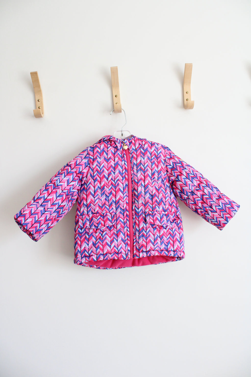 OshKosh Pink & Blue Chevron Fleece Lined Coat | 2T