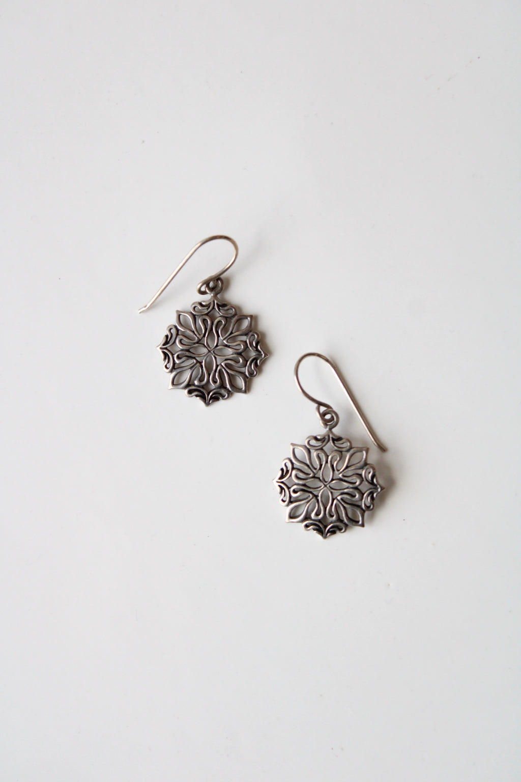 Mandala Sterling Silver Dangle Earrings