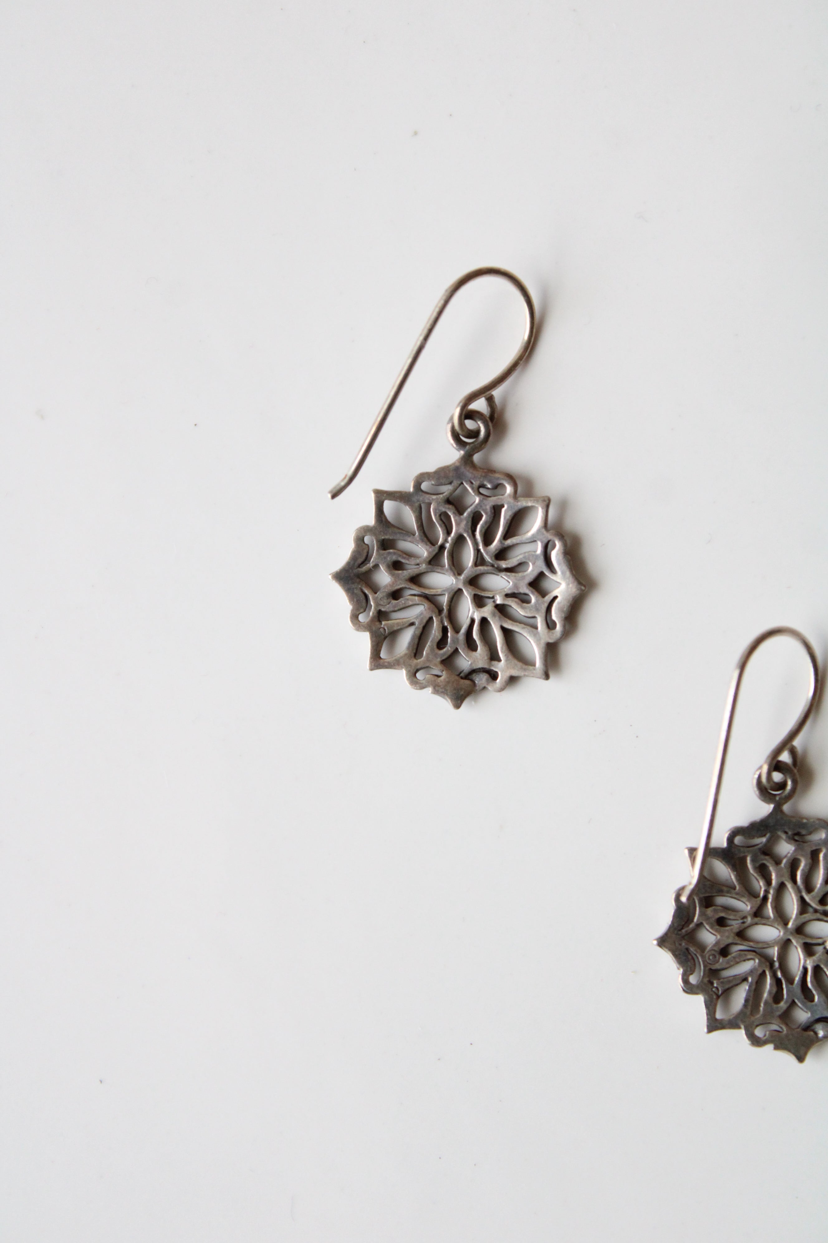 Mandala Sterling Silver Dangle Earrings