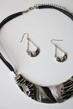 Animal Print Silver Necklace & Earring Set