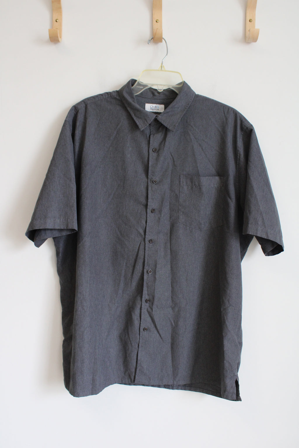 Croft & Barrow Easy Care Gray Short Sleeved Button Down Shirt | XL