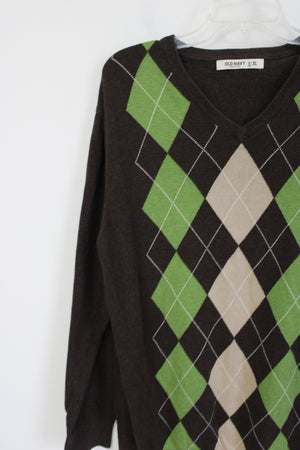 Old Navy Brown Green Argyle Sweater | XL