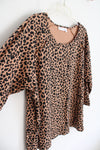 NEW Rafaella Cut Out Brown & Black Leopard Print Cotton Top | 3X