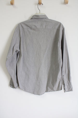 J. Ferrar Gray Hidden Button Long Sleeved Shirt | L