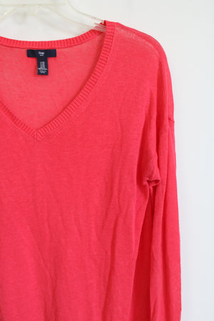 Gap Pink V-Neck Thin Sweater | XS