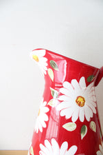 Red & White Floral Large Ceramic Pitcher