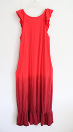 Time And Tru Red Ombre Flutter Sleeve Cotton Maxi Dress | L