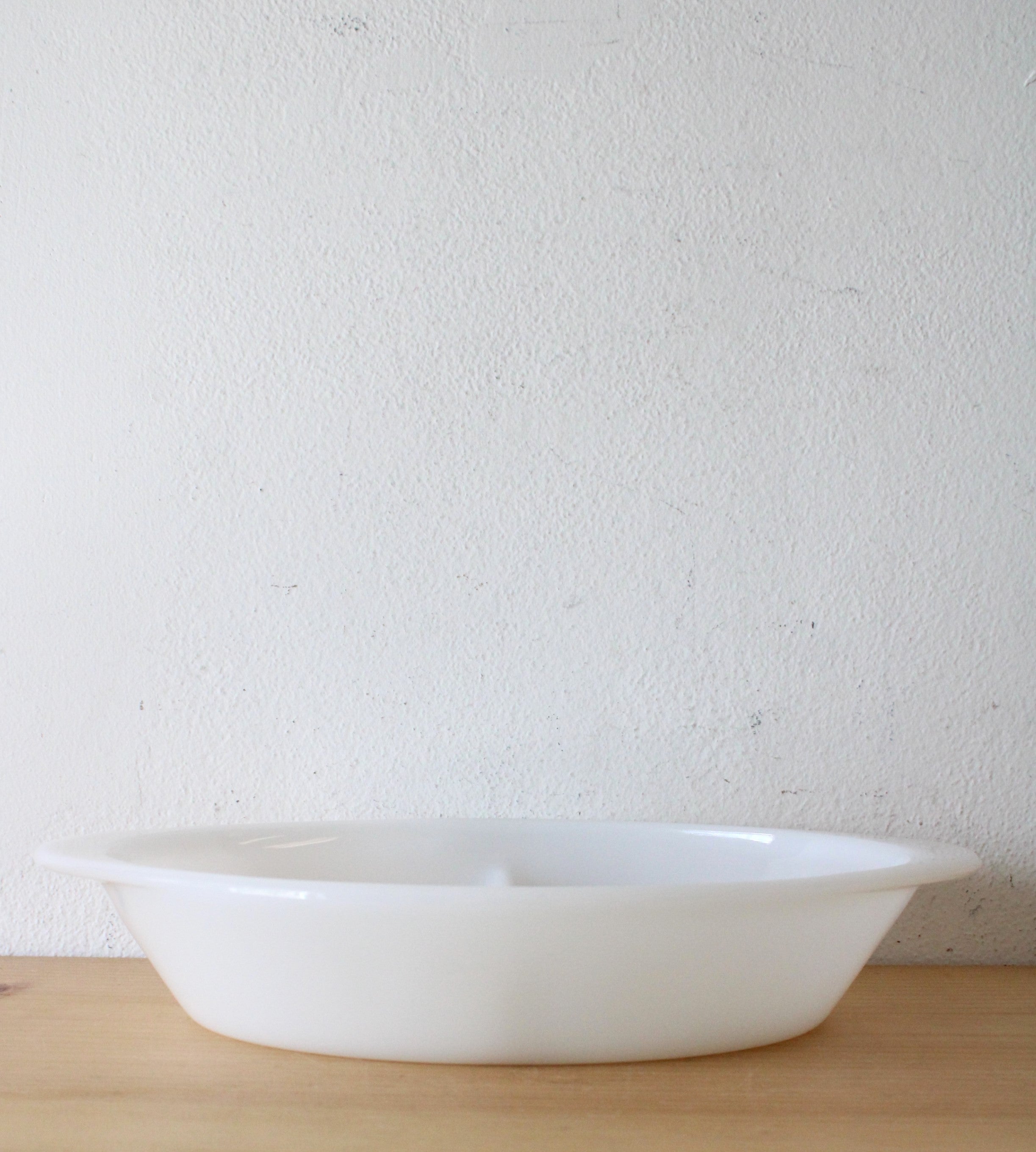 Glasbake Milk Glass Divided Serving Dish