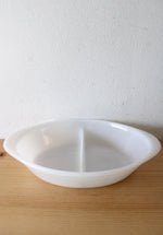 Glasbake Milk Glass Divided Serving Dish