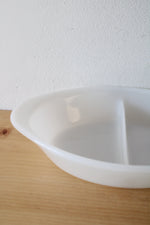 Glasbake Milk Glass Divided Serving Dish