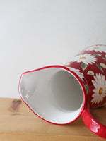 Red & White Floral Large Ceramic Pitcher