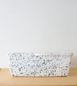 Dr. Douglas Little Loafer Blue & White Speckled Ceramic Bread Pan