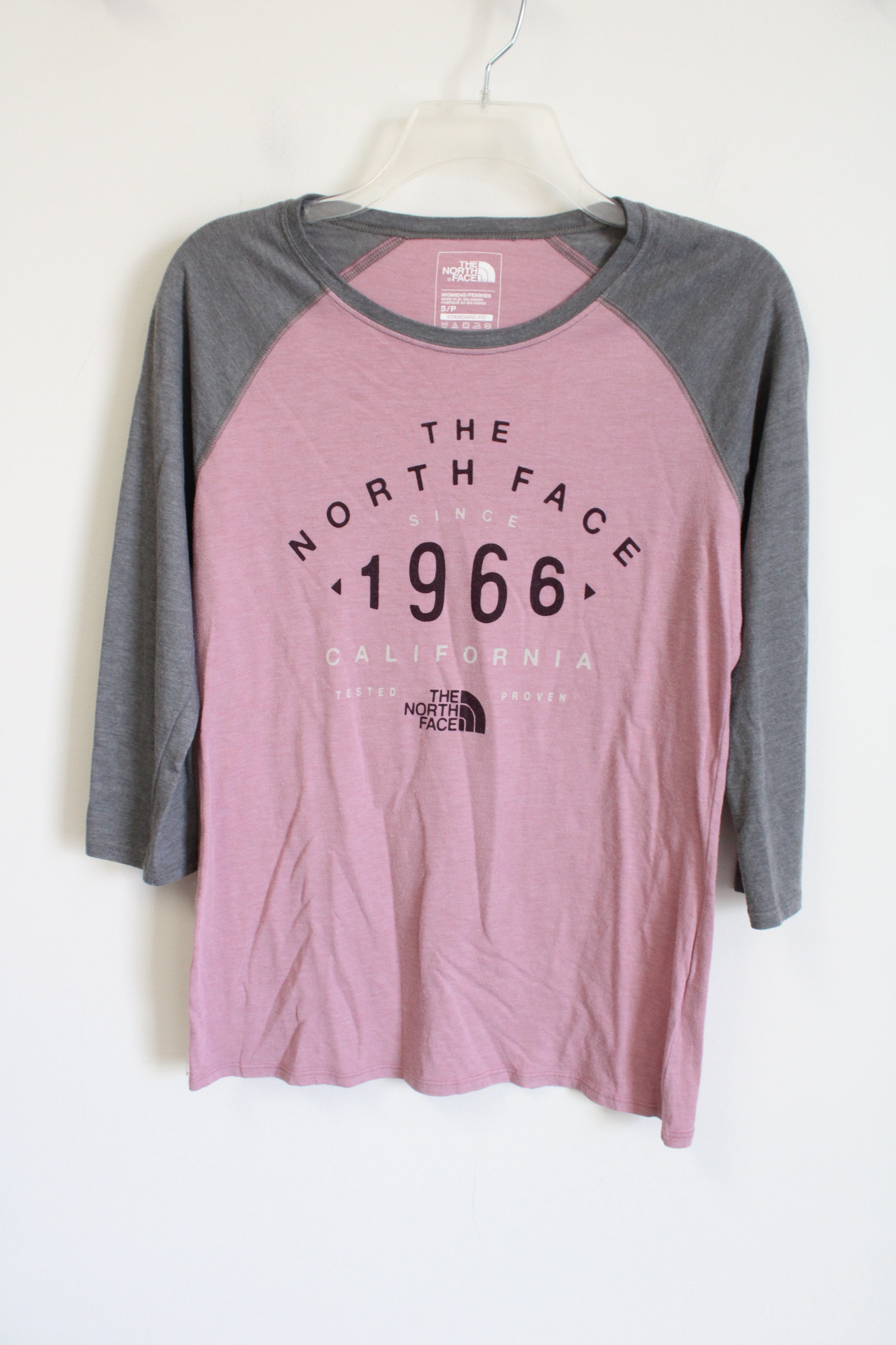 The North Face Pink Gray Logo Baseball Tee | S