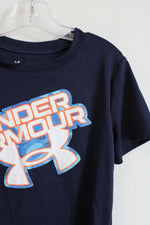 Under Armour Blue & Orange Logo Navy Athletic Shirt | Youth 7