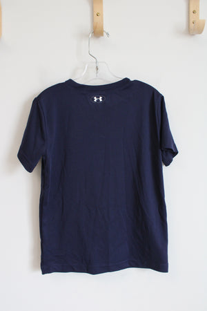 Under Armour Blue & Orange Logo Navy Athletic Shirt | Youth 7