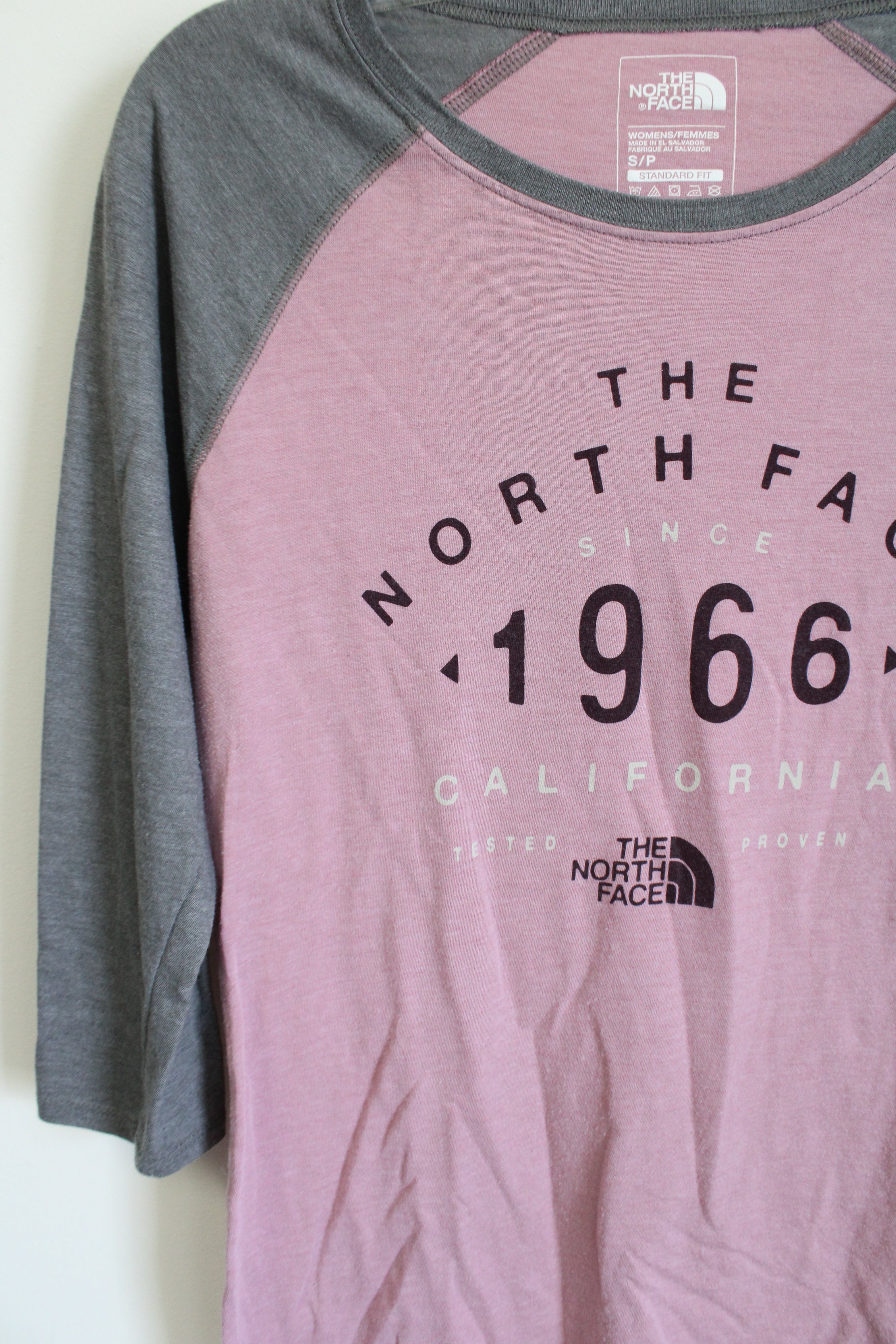 The North Face Pink Gray Logo Baseball Tee | S