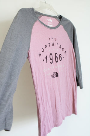 The North Face Pink Gray Logo Baseball Tee | S