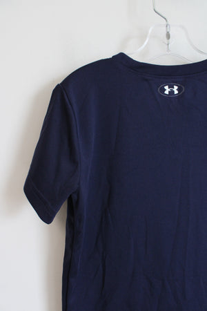 Under Armour Blue & Orange Logo Navy Athletic Shirt | Youth 7