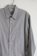 Van Heusen Poplin Gray Fitted Button Down Shirt | 16 1/2 32-33