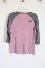 The North Face Pink Gray Logo Baseball Tee | S