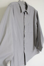 Van Heusen Poplin Gray Fitted Button Down Shirt | 16 1/2 32-33