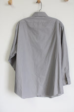 Van Heusen Poplin Gray Fitted Button Down Shirt | 16 1/2 32-33