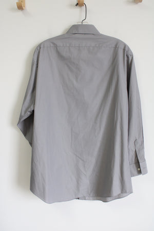Van Heusen Poplin Gray Fitted Button Down Shirt | 16 1/2 32-33