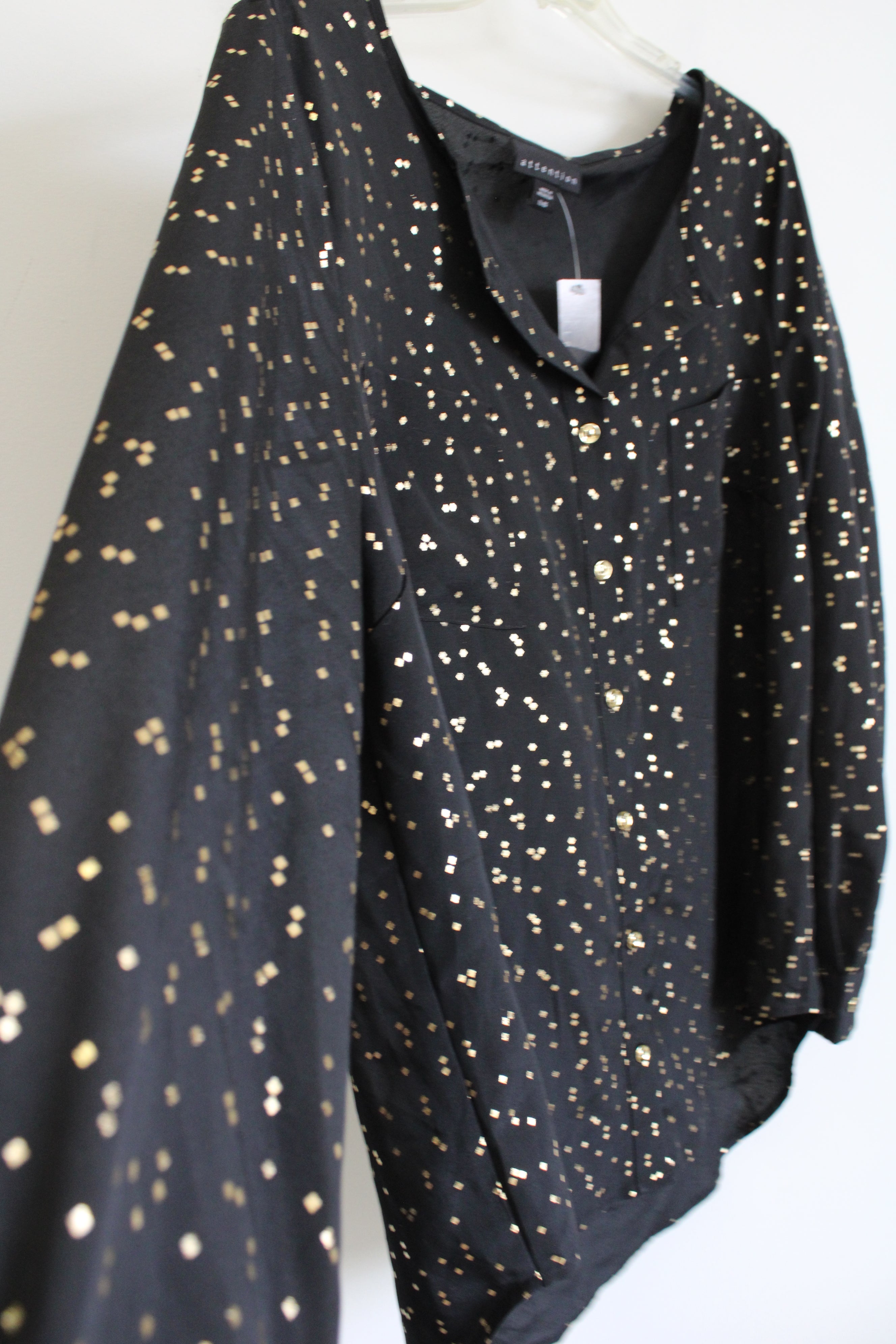 NEW Attention Black Gold Speckled Blouse | XL