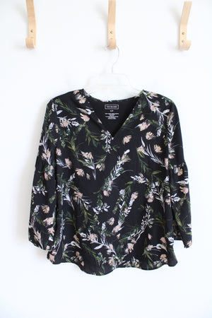 Van Heusen Black Floral V-Neck Top | S Petite