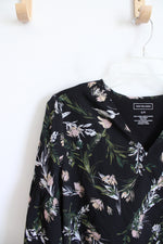 Van Heusen Black Floral V-Neck Top | S Petite