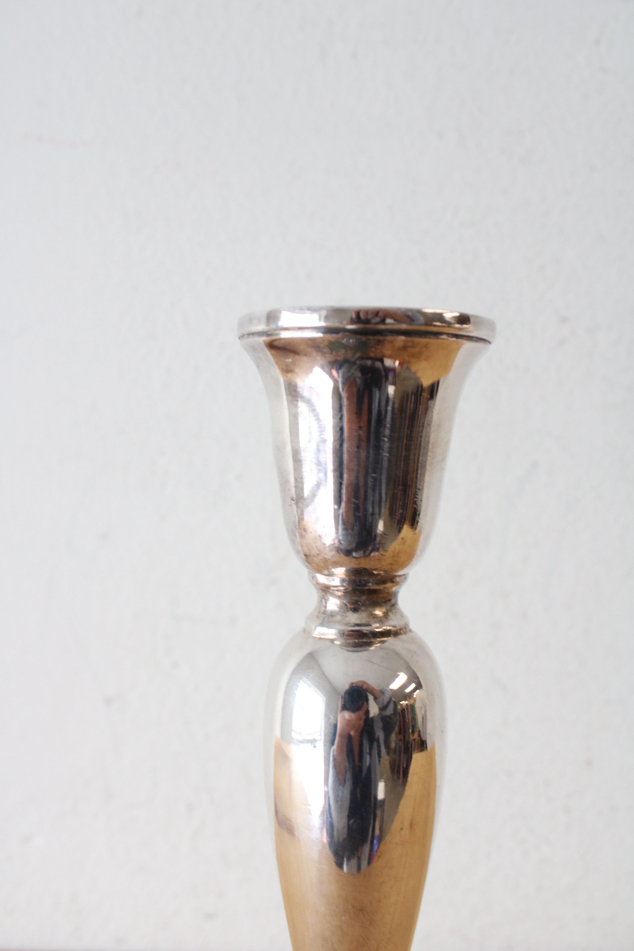 Etched 9" Silver Candlestick