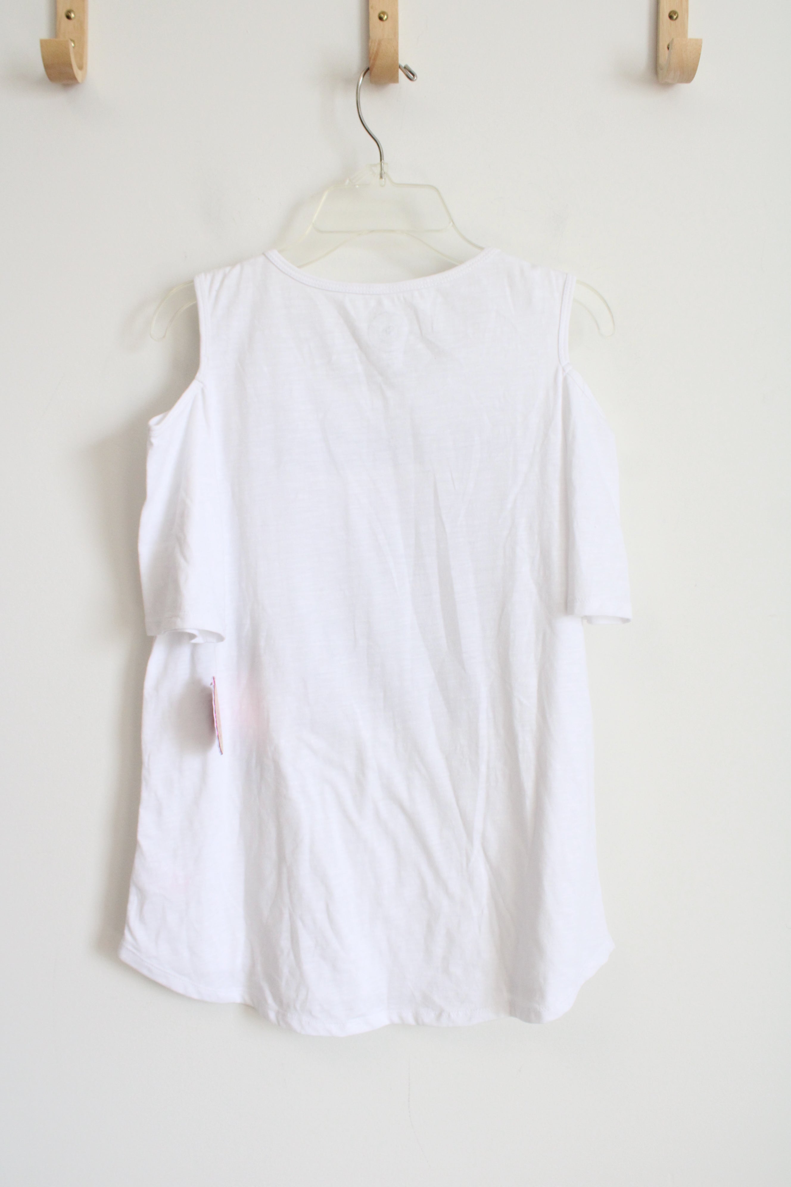 NEW SO Two-Way Sequins Cold Shoulder White Shirt | Youth 16