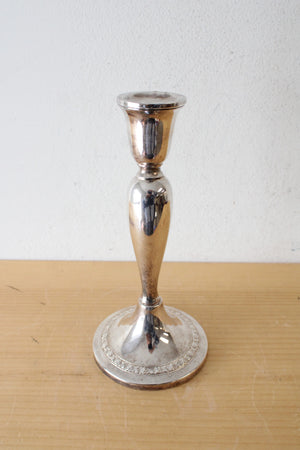 Etched 9" Silver Candlestick