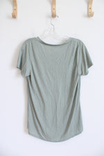 Modern Lux Sage Green Moon & Stars V-Neck Top | L