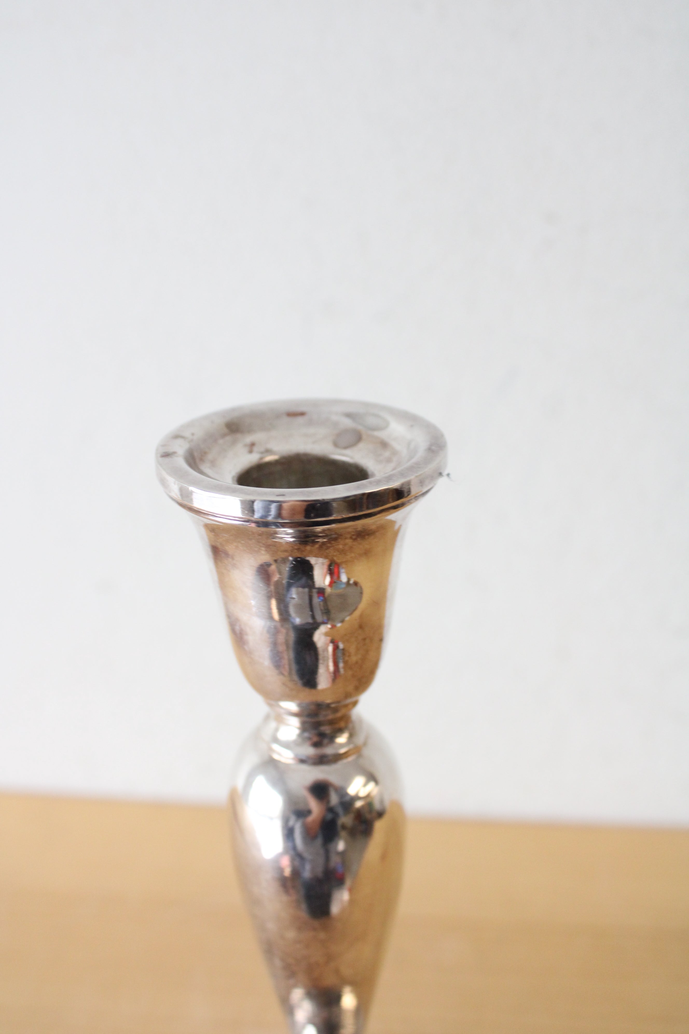 Etched 9" Silver Candlestick