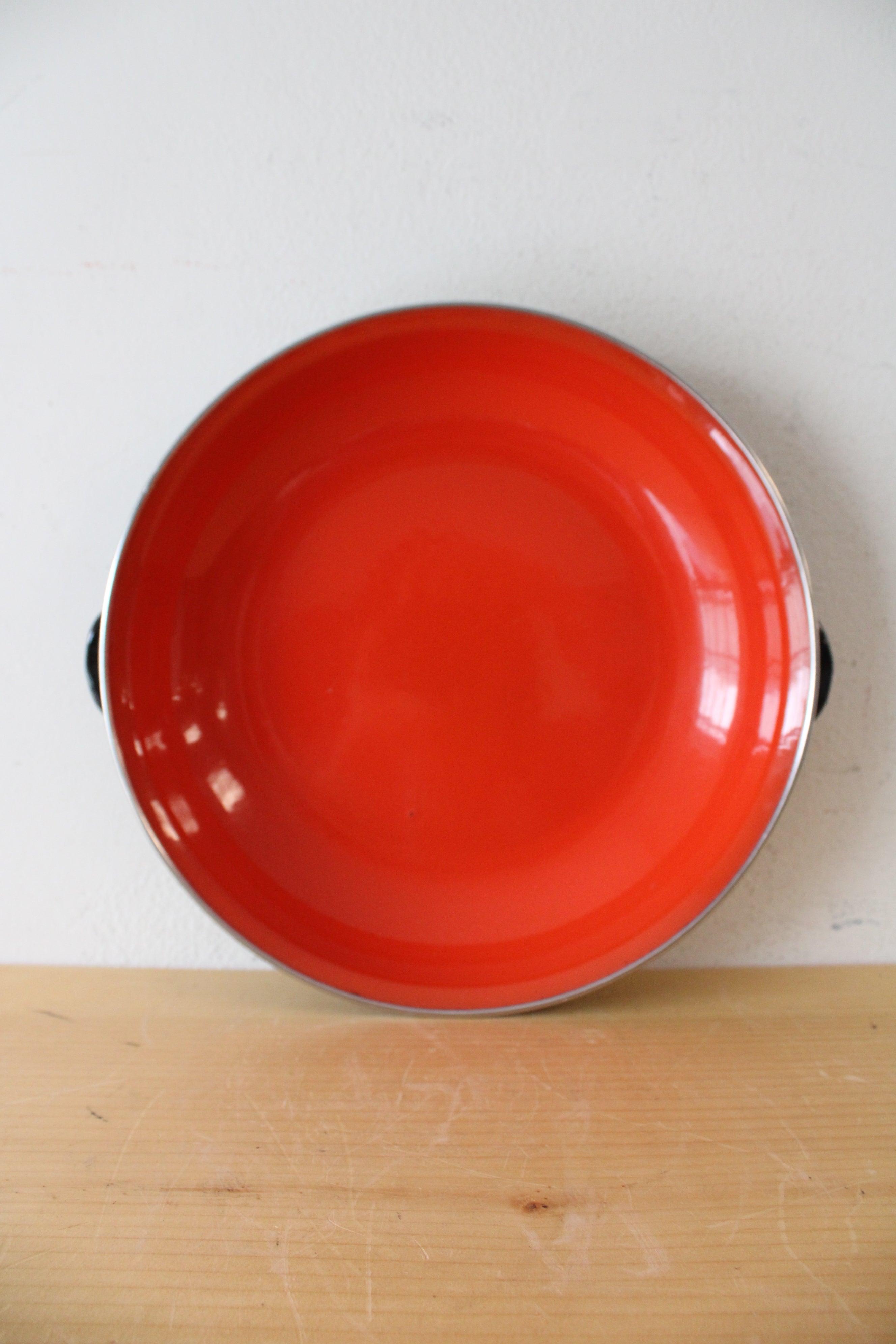 Vintage Yugoslavia 25 Red Enamelware Handled Dish