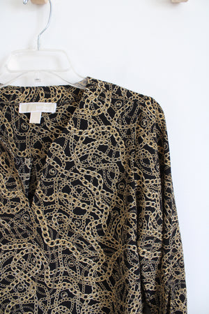 Michael Kors Black & Gold Chain Patterned Top | M