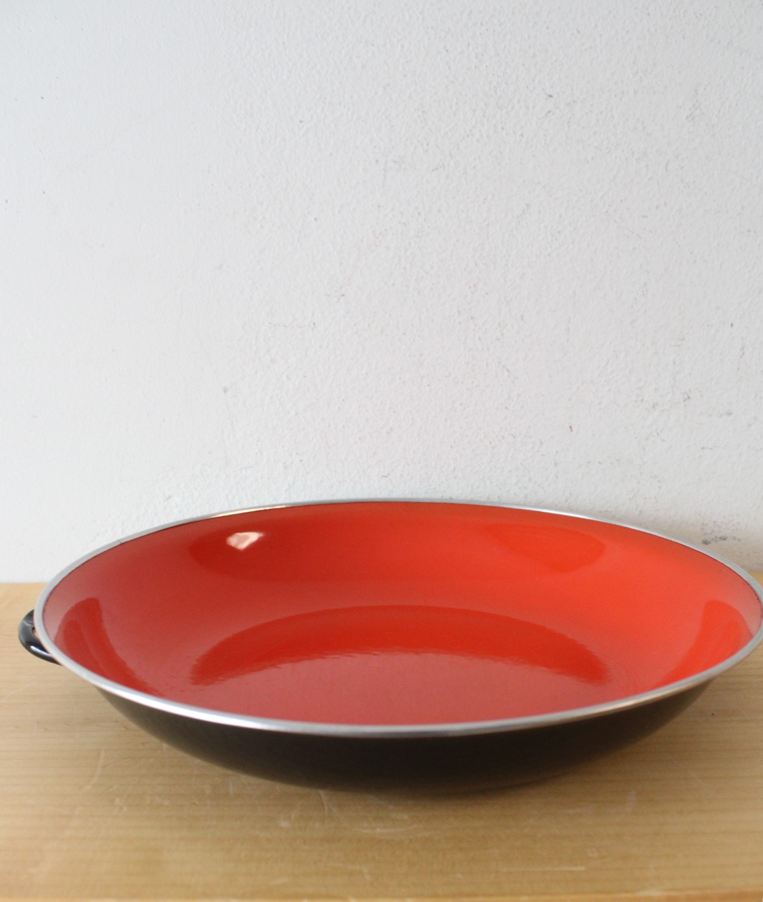 Vintage Yugoslavia 25 Red Enamelware Handled Dish