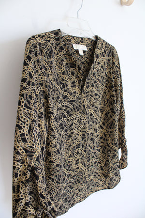 Michael Kors Black & Gold Chain Patterned Top | M