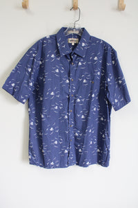 Campia Moda Blue Seagull Print Button Down Shirt | L