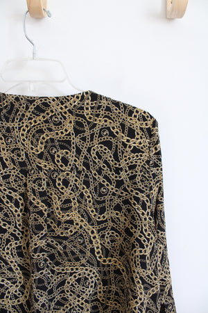 Michael Kors Black & Gold Chain Patterned Top | M