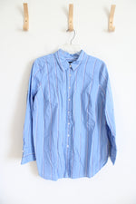 Talbots Blue Striped Button Down Top | L