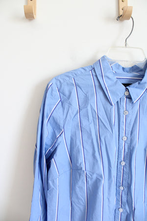 Talbots Blue Striped Button Down Top | L