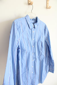 Talbots Blue Striped Button Down Top | L