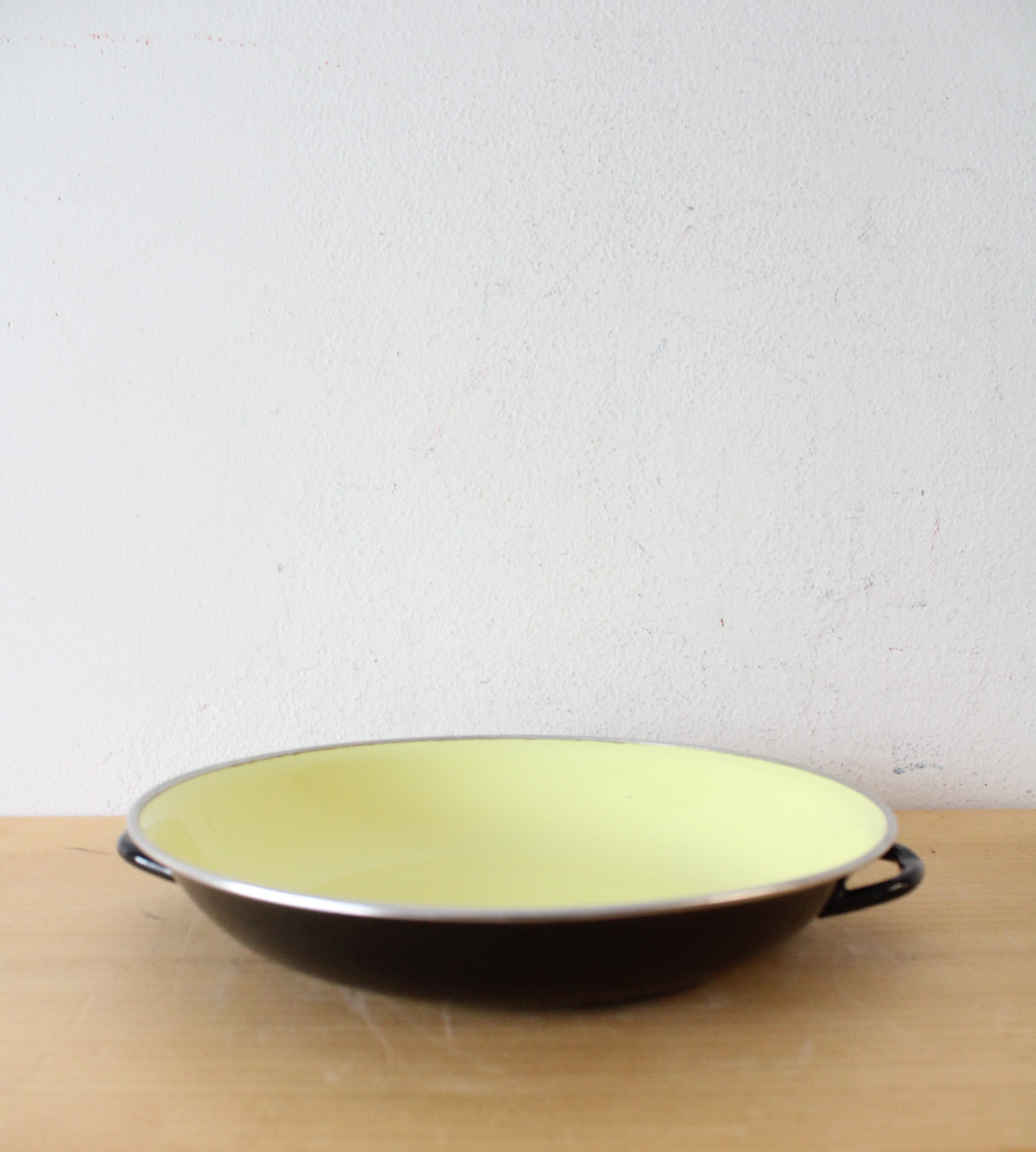 Vintage Yugoslavia 20 Yellow Enamelware Handled Dish