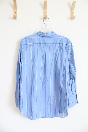 Talbots Blue Striped Button Down Top | L