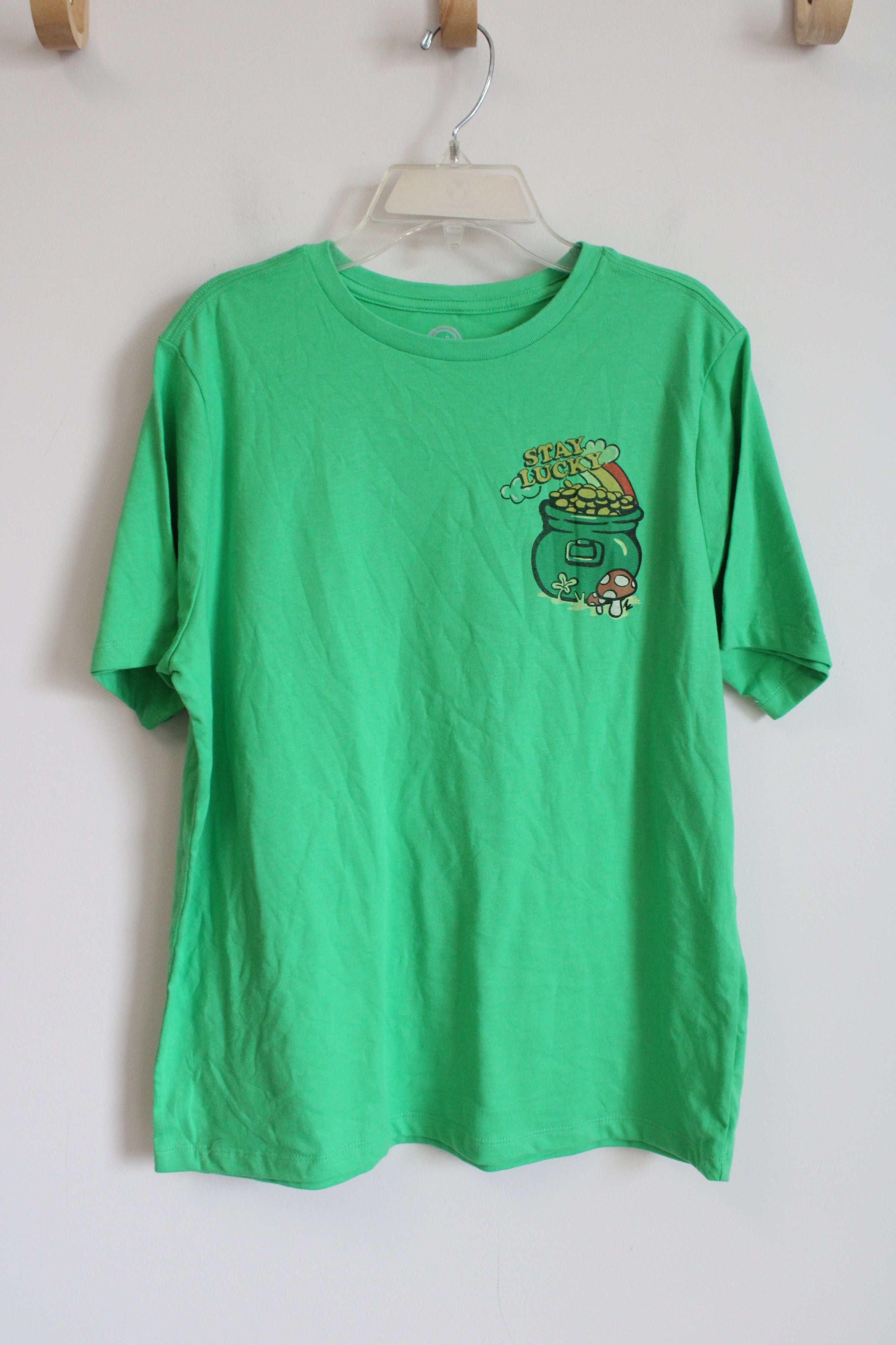 NEW Wonder Nation Husky Stay Lucky Green Shirt | Youth XL (14/16)