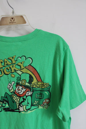 NEW Wonder Nation Husky Stay Lucky Green Shirt | Youth XL (14/16)